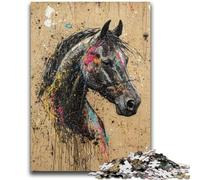 Graffiti Horse 1000 Piece Jigsaw Puzzle for Adults Teens,Learning Educational Toys Family Games with Matching Poster And Trivia Sheet (50x75cm)