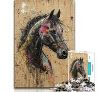 Graffiti Horse JigsawPuzzle 1000 Pieces for Adults,Challenging To Complete But Fun And Humorous Unique Home Decor And Gifts 38x26cm