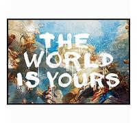 Graffiti Ideas The World is Yours Letter Canvas Painting Posters and Prints Wall Art Pictures for Living Room Wall Decor 75x135cm(30x53in) with Frame