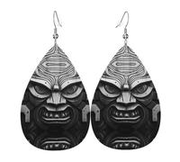 Graffiti in black and white Leather earrings, European and American style earrings for young women, birthday gifts/Valentine's Day gifts