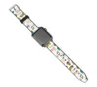 Graffiti in Pop Art Style with Text PU Smartwatch Bands Replacement Watch Strap Band Compatible with Apple Watch 42mm44mm/40mm38mm Compatible with IWatch Series Size 38mm/40mm