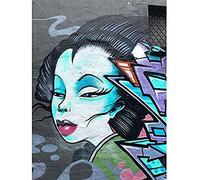 Graffiti Japanese Face Girl Canvas Wall Art Print