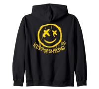 Graffiti Keep On Smiling Back Print Zip Hoodie