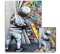 Graffiti Kid Banksy Style Jigsaw Puzzles for Adults 1000 Piece Impossible Jigsaw Puzzles for Adults Brain Teaser Adult Game Family Interactive Activity 1000 PCS(75x50cm)