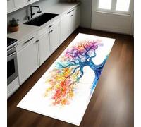 Graffiti Kitchen Rug Painted Tree of Life Non-Slip Runner Mat 50 x 150 cm Rubber Backed Washable Indoor/Outdoor Area Mat Country Decor