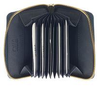 Graffiti Leather Concertina Card Case Purse (Navy)