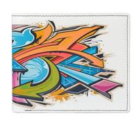 Graffiti Leather RFID Wallet for Men - Printed Design | 8 Card Slots, 2 Note Sections | Gift Boxed | Stylish Leather Wallet with RFID Protection