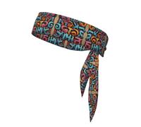 Graffiti Letters Printed Sports Headband, Double-Sided with Ties, Versatile for Jogging, Cycling, or Exercising.