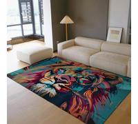 Graffiti Lion 160x200cm Rug Machine Washable Rugs for Living Room Stain Resistant Carpet Low Pile Foldable Rug Playroom Home Office Study Room Modern Animal Rugs Non Slip Throw Mat Large