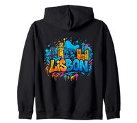Graffiti Lisbon Skyline Souvenir Zip Hoodie