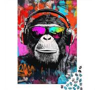 Graffiti Monkey Jigsaw Puzzles for Adults Kids Animal Puzzles 1000 Pieces Impossible Puzzle for Adults Gifts 1000pcs (75x50cm)