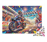 Graffiti Motorcycle Jigsaw Puzzles 1000 Pieces Recycled Material Winning Moment Puzzles for Elderly Relieve Senile Dementia Fun Family Game Activity Home 70x50cm/1000pcs