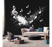 Graffiti Note Mural Wallpaper, Music Black and White Wallpaper for Bedroom, Living Room, TV Backdrop, Office, 3D Large Wall Mural Non-Woven Wall Paper 400 x 280 cm (WxH) OBE153