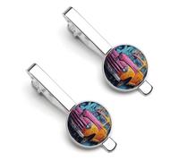 Graffiti Old Car Painted Craft Tie Slide Print Ties Clip Bar Pin Gifts For Men