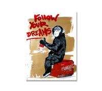 Graffiti Orangutan Monkey Chimp Follow Your Dreams Art Canvas Print Painting Gorilla Wall Picture Home Decoration Poster(50x70cm No Frame)