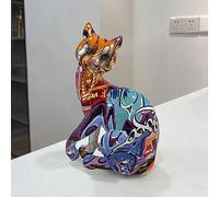 Graffiti Painting Cat Statues Colorful Resin Cat Sculpture Ornament Animal Sculpture Art Cat Statue Sitting Cat Statue Home Decor Crafts Home Decor Cat Lovers