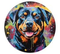 Graffiti Painting Shark Cardboard Round Jigsaw 1000 Pieces Puzzles for Adults Intricate Design for Teenagers,DIY Decor,and Brain-Boosting Fun 67.5x67.5cm