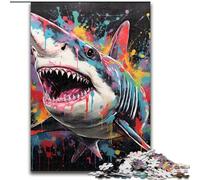 Graffiti Painting Shark Puzzles for 1000 Piece Jigsaw Puzzles for Adults Home Activity for Holidays, Birthdays, And Family Game Nights size : 50x75cm