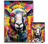 Graffiti Painting Sheep JigsawPuzzle 1000 Pieces for Adults Challenging Puzzles Challenging DIY Brain Teaser for Teenagers 50x75CM/19.68x29.52inch