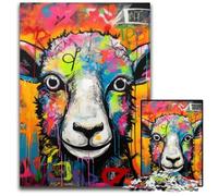 Graffiti Painting Sheep Puzzles 1000 Pieces for Adults Jigsaw Puzzles for Adults Brain Challenge Gift, Educational Activity for Teenagers 50x75CM/19.68x29.52inch