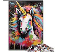 Graffiti Painting Unicorn Jigsaw Puzzles 1000 Pieces for Adults Puzzles for Adults Family Activity, DIY Home Decor, 26x38cm