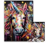 Graffiti Painting Unicorn JigsawPuzzle 1000 Pieces for Adults Challenging Puzzles Brain Teaser, Adult Game, Family Interactive Activity 26X38CM/10.23x14.96inch