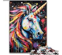 Graffiti Painting Unicorn Puzzle 1000 Pieces Jigsaw cardboard Jigsaw Puzzles for Adults Interactive Family Game, DIY Home Decor Brain Challenge Gift 26x38cm
