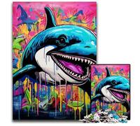 Graffiti Painting Whale 1000-Piece Jigsaw Puzzle Wooden Jigsaw Puzzles for Adults Challenging Brain Teaser - Relaxing Toy for Teenagers 50x75CM/19.68x29.52inch