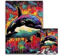 Graffiti Painting Whale 1000 Piece Jigsaw Puzzles for Adults Puzzles for Adults Ideal for Lover, Perfect Christmas, New Year, Valentine's Gift 50x75CM/19.68x29.52inch