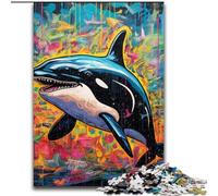Graffiti Painting Whale Jigsaw Puzzles 1000 Pieces for Adults Difficult Puzzles for Adults Perfect for Family Fun on Christmas, Thanksgiving, Birthdays & Easter 50x75cm