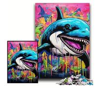 Graffiti Painting Whale Jigsaw Puzzles 1000 Pieces for Adults Puzzles for Adults Family Activity, DIY Home Decor, Size 50x75cm