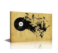 Graffiti Paintings for Wall House Decorations Living Room 1 Pieces Modern Canvas Pictures Music Wall Art Music Poster Art Collage on Brick Wall Home Decor Artwork Framed Ready to Hang 18x12 in