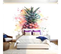 Graffiti Panoramic Mural Wallpaper 390 x 260 cm Watercolor Style Pineapple Wall Mural Non-Woven Art Print Wallpaper Living Room Bedroom Sofa TV Backdrop Decoration Poster Picture Photo