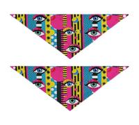 Graffiti Pop Art Eyes 2 Pack Bulk Dog Bandanas Unisex Puppy Cat Pet Scarf Pet Accessories for Dogs Cats