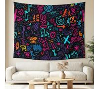 Graffiti Punk Tapestry Hip-Hop Abstract Wall Tapestries Letter Print Slogan Cartoon Wall Hanging Decorative Tapestries Home Decor For Dormitory Living Room Bedroom 100 x 150 cm