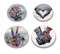 Graffiti Round Metal Hob Covers 4-Piece Stove Plate Cooker Hob Covers for Electric Cookers Top Burner Gas Range Oven Protector Kitchen Tools Accessories Modern Cooktop Kitchen Decor