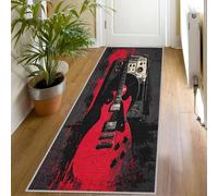 Graffiti Runner Rugs for Hallway 60 x 180 cm, Music Guitar Hippie Runner Rug, Red Black Washable Non Slip Long Carpet, Floor Mat, Kitchen Bedroom Living Room Hall Entrance Decor （p3U75）