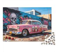 Graffiti Sedan Jigsaw Puzzles 1000 Pieces Recycled Material Vintage Pink Car Adult Jigsaws Developing Boy & Girl‘s Intelligence Parent Child Game Activity 70x50cm/1000pcs
