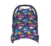 Graffiti Shark Pattern Print Baby Car Seat Covers, Breathable Nursing Cover Breastfeeding Cover, Stroller Covers, Multi-use Infant Carseat Canopy, Baby Boys Girls Newborn Essentials