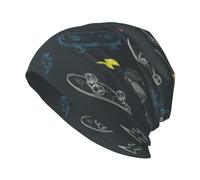 Graffiti Skateboard Beanie Knit Hat for Men and Women,Print Warm Comfortable Breathable Soft Beanie for Outdoor Black