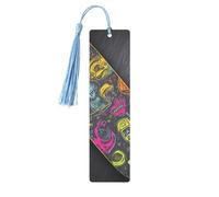 Graffiti Skateboard Bookmarks, Wood Bookmark for Women Men Handmade Book Mark for Book Lovers, Wood Tags Reading Page Markers Rectangle Shape Ornaments with Tassels