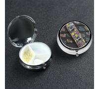 Graffiti Skateboard Pill Case 3 Compartment Pill Box Portable Metal Pill Organizer Cute Travel Pill Container Vitamin Organizer for Purse Pocket Travel Gift