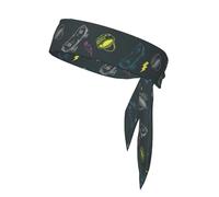 Graffiti Skateboard Print Tie Headband For Women Men, Ninja Headbands, Adjustable Moisture Wicking Cooling Headband