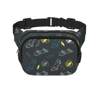 Graffiti Skateboard Print Unisex Square Double Layer Waist Bag Trendy Crossbody Fanny Pack Travel Workouts, Black, One Size