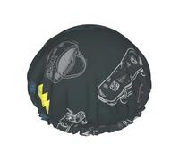 Graffiti Skateboard print Women's shower cap Reusable elastic shower cap Double-layer hair cap Shower cap