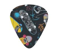 Graffiti Skateboard Printed Custom 12 Pieces Guitar Pick In A Box,The Pick Makes Sound Clear, Ukulele, Electric Bass (0.46 0.71 0.96mm)