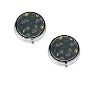 (Graffiti Skateboard) Round Pill Box with 3 Compartment Small Pill Organizer Portable Pill Case Vitamin Containers, Travel Essentials 4.6x4.6x1.8 cm