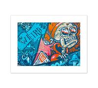 Graffiti Skull Fox Mural Canvas Wall Art Print