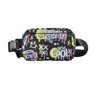 Graffiti Slogan Texts Urban Street Art Trendy Crossbody Bag Waist Packs for Women Men Large Capacity Bum Belt Bag with Adjustable Strap for Travel Vacation Running, Graffiti Slogan Texts Urban Street