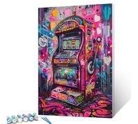 Graffiti Slot Machine Paint by Number for Adults Beginner with Brush Acrylic Exciting Entertainment Methods Painting by Numbers Kits Canvas Art Crafts Home Decor Banksy Street Art 16x20 (Frameless)
